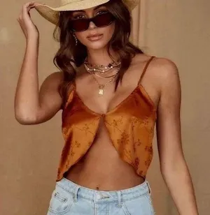12th Tribe NWT Jolie Amber Satin Crop Top thumbnail 1
