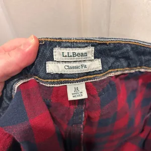 VTG LL Bean Flannel Lined Jeans Womens 14 Classic Fit Red‎ Plaid Stretch Denim thumbnail 8