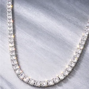 5mm Iced Out Silver Tennis Chain Necklace Unisex CZ Diamond Cuban Hip Hop Bling thumbnail 3