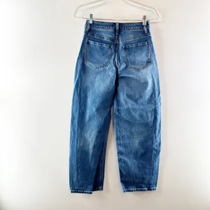 Quince Bella Stretch High Rise Barrel Jeans Organic Cotton Atlantic Blue 26 thumbnail 4