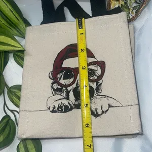 Mini Canvas Gift Totes ~ Holiday Dog Prints Lab Red Glasses Santa Hat thumbnail 5