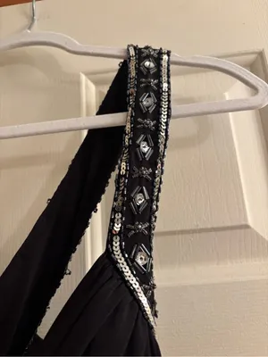 Adrianna Papell Black Maxi Gown with Silver Beading thumbnail 3