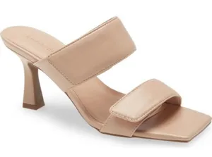 Open Edit Sandals‎ Size 6 Qarly Heeled Tan Open Square Toe Slip On Heels thumbnail 1