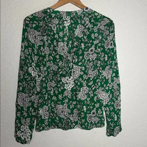 Boden Kelly Green Floral Blouse Sheer Long Sleeve Feminine Romantic Fall thumbnail 7