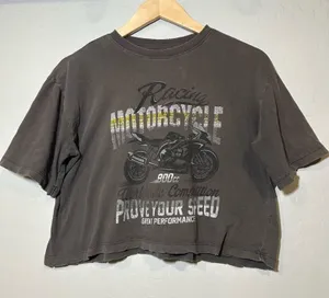 Modish Rebel Crop Motorcycle Racing Shirt Medium Vintage Vibe thumbnail 1