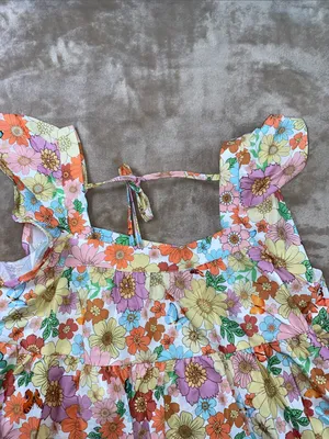 NIB SHEIN Floral Ruffle Tank Top - Multicolor Pastel Floral thumbnail 2