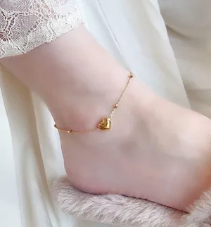 18K Gold Plated Romantic Heart Anklet for Women thumbnail 1