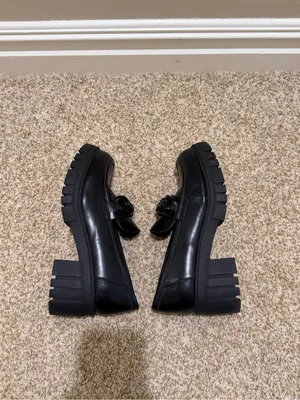 Michael Shannon Black Chunky Emilia Platform Loafers with Chain Detail Size 9 thumbnail 8