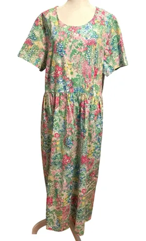 The Vermont Country Store Plus Size 1X Floral Midi Dress 100% Cotton Spring thumbnail 1