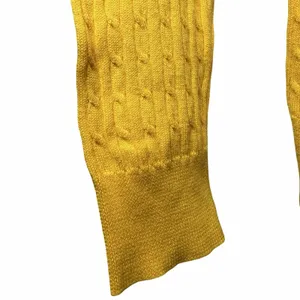 Lauren Ralph Lauren Petite P/P Yellow Cable Knit Cotton Sweater Gold Buttons thumbnail 10