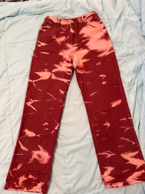 Princess Polly Burgundy Tie-Dye Jeans thumbnail 4