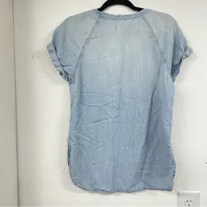 Cloth & Stone Chambray Short Sleeve Womens Blouse S Boho Beachy Coastal Cowboy thumbnail 9