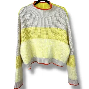 Free People Bucket List Sunbrite Yellow Eyelash Chunky Knit Turtleneck Sweater thumbnail 7