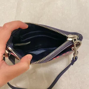 Coach wristlet wallet pouch with signature logo red dark blue thumbnail 5