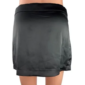 Steve Madden Black Silk Satin Mid Side Zip Stretch Straight Mini Slip Skirt 4 thumbnail 3
