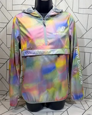 New Balance Womens Small Tie Dye Half Zip Hooded Windbreaker Jacket Multi‎ Color thumbnail 1
