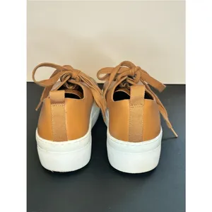 Women’s Tan Platform Leather Sneakers thumbnail 4