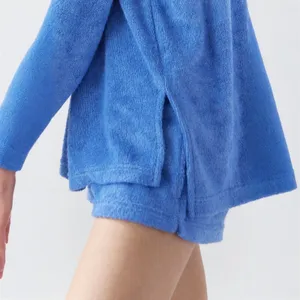 Urban Outfitters Sz L Purple Oversized Soft Terrycloth Popover Sweatshirt Swim Cover Up thumbnail 3
