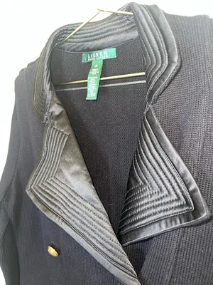 Lauren Ralph Lauren Black Military Knit Jacket Gold Crest Buttons Small‎ thumbnail 5