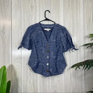 Anthropologie Pilcro and The Letterpress Tied Sleeve Blouse Paisley Bandana 0 thumbnail 3