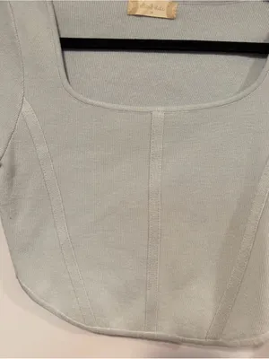 Altar’d State Corset style Light Gray Long Sleeve Square Neck Crop Top thumbnail 2