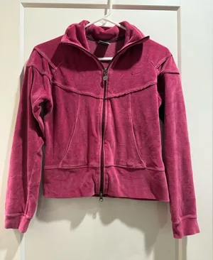 VTG Y2K Women’s Nike Velour Track Pink Zip-Up‎ Jacket Size Small thumbnail 1