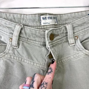 Free People We The Free Western Yoke Sage Green Low Rise Straight Denim Jeans thumbnail 5