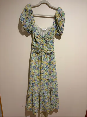Revolve ASTR the Label Irma Floral Puff Sleeve Midi Dress Cutout Size XS thumbnail 4