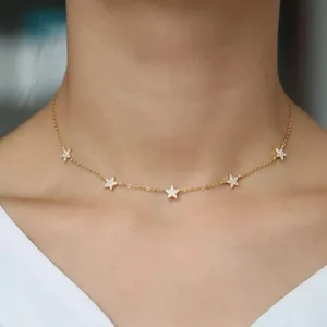 Sterling Silver 18kt Gold Plated 925 Cubic Zirconia Star Necklace thumbnail 2