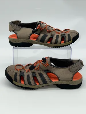 Clarks Tuvia‎ Women's Hiking Sandals in Taupe and Orange Hook and Loop Back-Sz 7 thumbnail 2