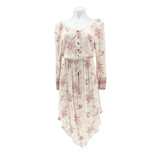Knox Rose Floral Handkerchief Hem Peasant Midi Dress Cottagecore Button Boho XL thumbnail 2