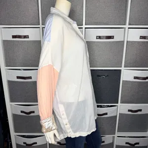 Free People Rainbow Rays Patchwork Pastel Button Up Shirt Blouse Size Medium thumbnail 7