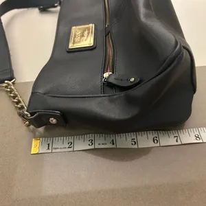 Nicole by Nicole Miller black and Gold Chain Shoulder Bag—Nice Clean Purse thumbnail 8