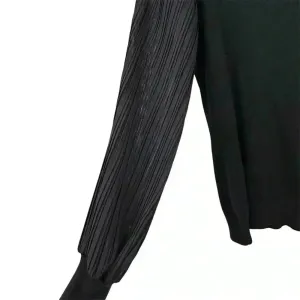 Sioni Women's Black Sheer Pleated Sleeve Mock Neck Blouse Size M‎ thumbnail 9
