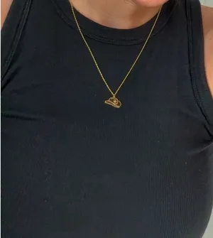 Boutique Gold Cowboy Hat Necklace – Western Country Charm Pendant New With Tags thumbnail 2