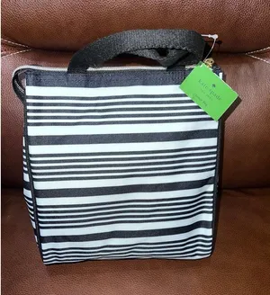 NWT Kate Spade Black‎ & White Stripe Insulated Lunch Tote Bag thumbnail 1