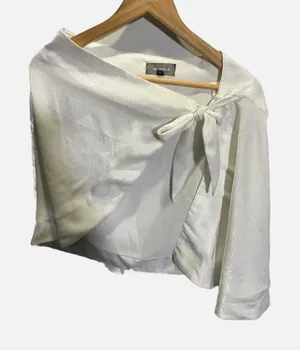 4SI3NNA White Shimmer Wrap Mini Skirt with Side Tie Detail Womens Size‎ Medium thumbnail 1