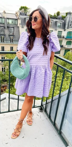 ✨ENGLISH FACTORY Back Tie Jacquard Lavender Sz Medium Dress✨ thumbnail 1