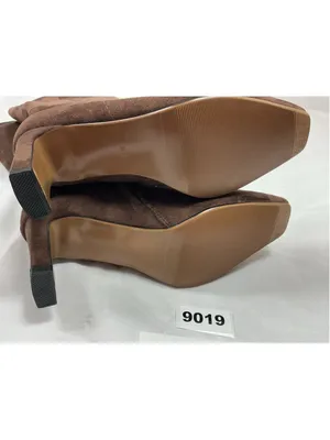 Womans New Knee High Fashion Boots 6.5 Cholate Brown Square Toe 1/4 Zip thumbnail 6