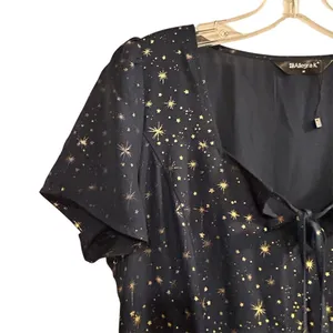 Allegra K Women's Star Print A-Line Short Dress Blue Gold‎ Stars Size M thumbnail 5