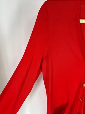 Jones New York Collection Red Longline Cardigan Size S Button Front Pockets thumbnail 4