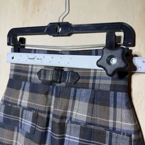 Zara Woman Plaid A-Line Skirt Gray Blue Belted High Waist Size S EU‎ 36 Preppy thumbnail 3