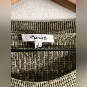 Madewell Just Right Pullover Sweater green Merino Wool Alpaca crew neck Waffle S thumbnail 3