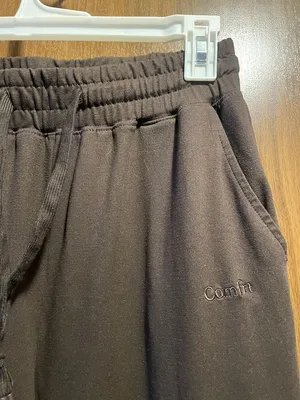 Casual Brown Drawstring Joggers with Elastic Cuffs Size M thumbnail 4