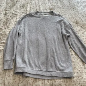 aerie Navy blue and white Waffle Crewneck Sweater thumbnail 1