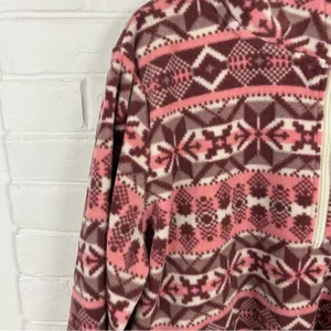 D&Co. Pink Snowflake Patterned Fleece Quarter Zip Pullover Size M Size M thumbnail 6