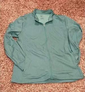 Nike Dri-FIT Women Full Zip Athletic Jacket Teal Green Mock Neck Large thumbnail 1