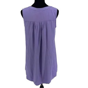 Entro Womens Tunic Tank Top Sleeveless Embroidered Floral‎ V Neck Purple Small thumbnail 4
