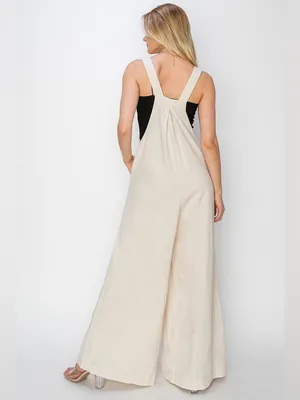 015- Risen Linen Wide Leg Adjustable Overall Jumpsuit – Size XL thumbnail 3