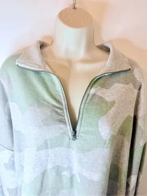 Aerie Large Sage Green Camo Half Zip Pullover Sweatshirt Oversized L thumbnail 5